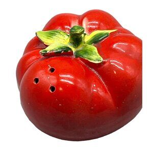 Holt Howard pepper shaker tomato glass green red length 2.5" width 3" READ